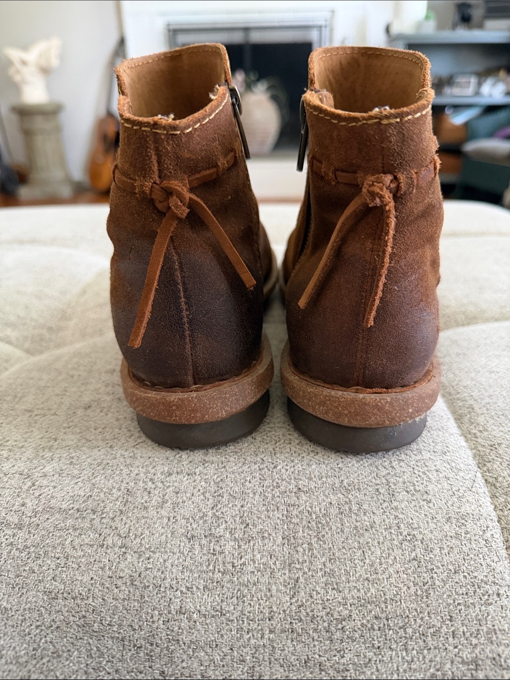 Born Tan Suede Ankle Boots with Side Zipper - Picture 5 of 11